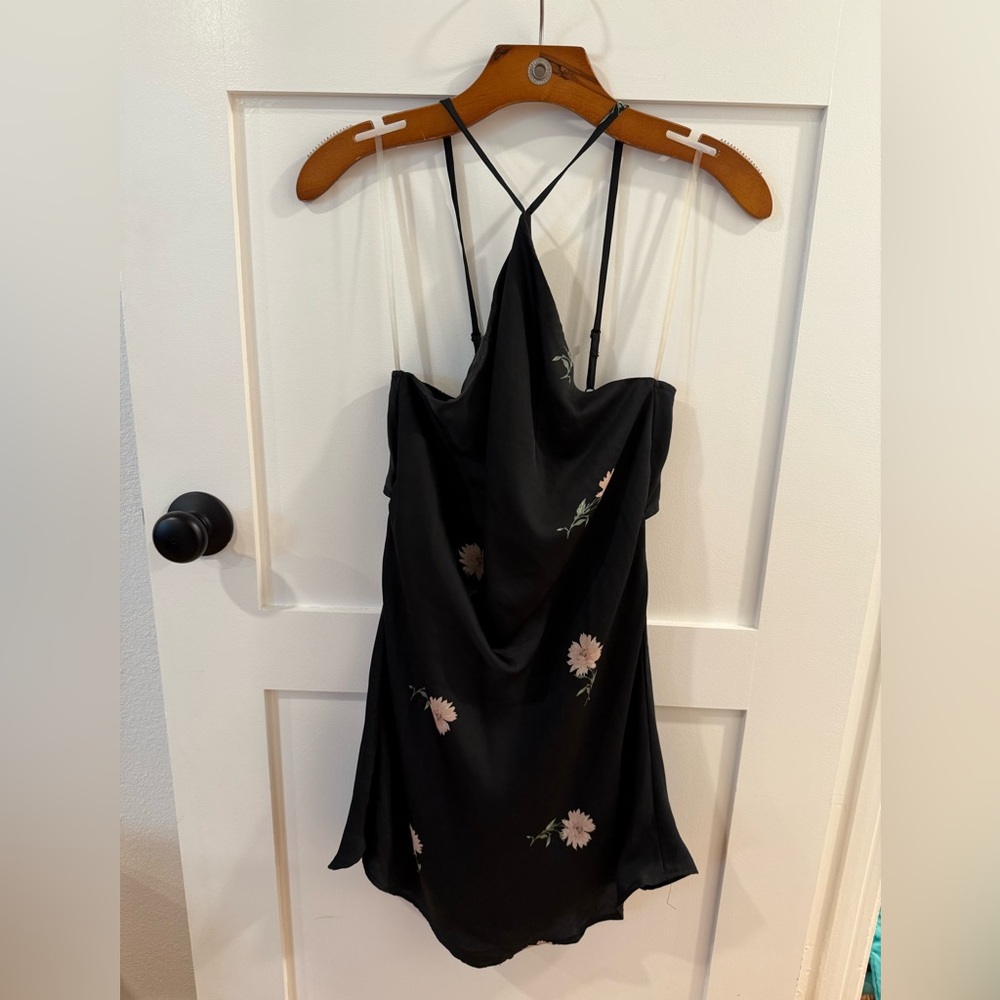 WORN ONCE‼️ American Eagle Satin Floral Black Mini Dress